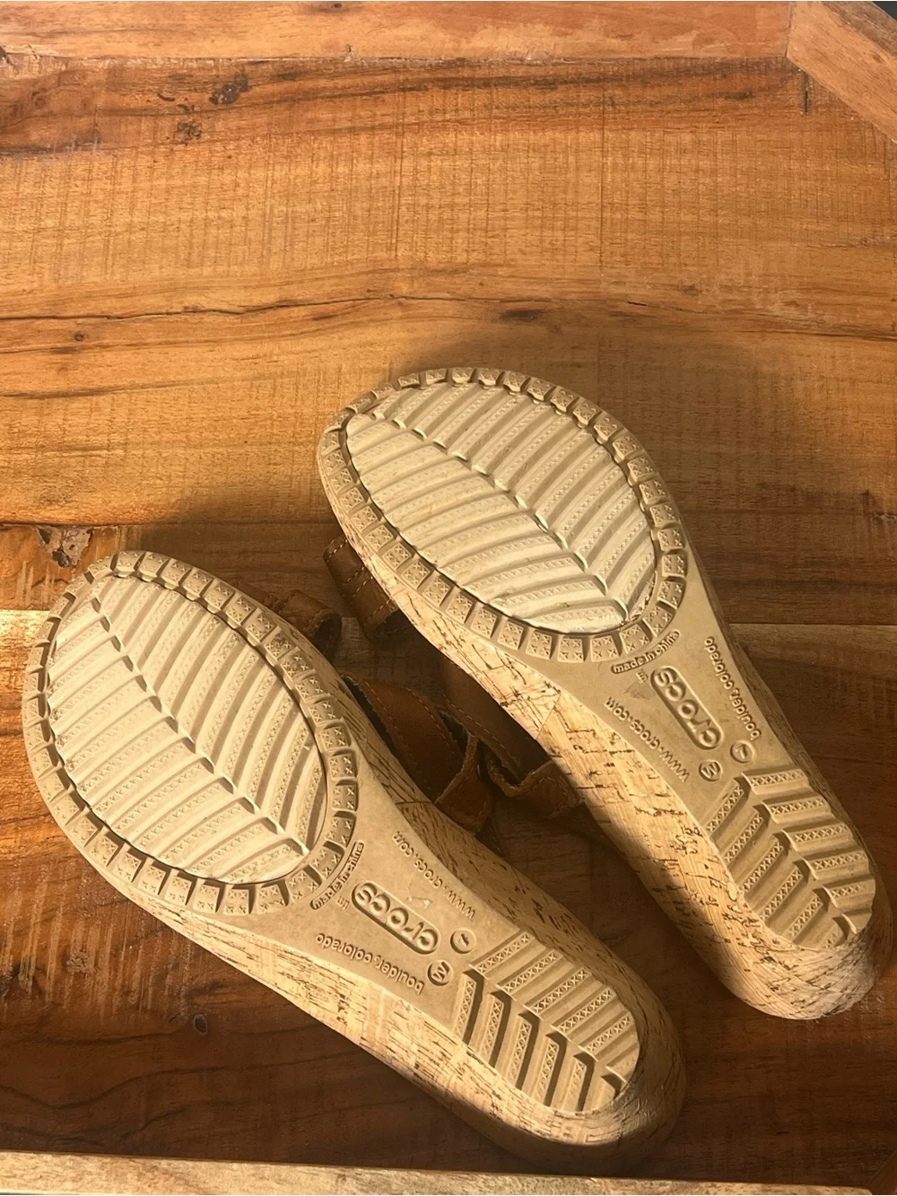 Crocs Leather Strap Wedge Sandal Size 7